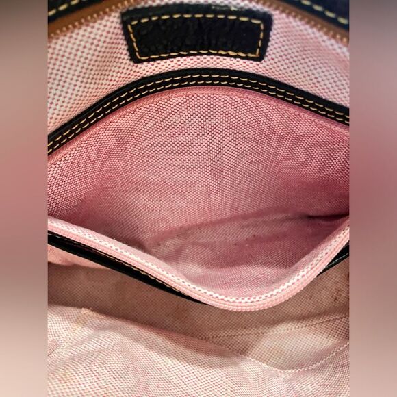 Dooney & Bourke Black and Tan Leather Tote Bag with Dust Bag - Picture 11 of 14